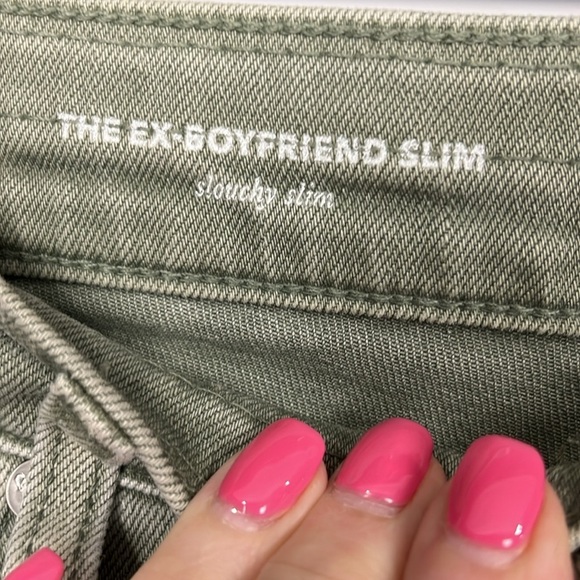 AG Adriano Goldschmied Womens Jeans 25R Dusty Green Ex-Boyfriend Slim Distressed - Picture 2 of 16